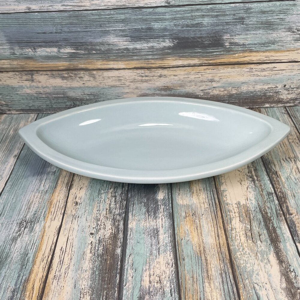 MARKETPLACE Boat Shape MCM Light Aqua Ceramic Snack Serving Bowl 12.5" Italy NEW
